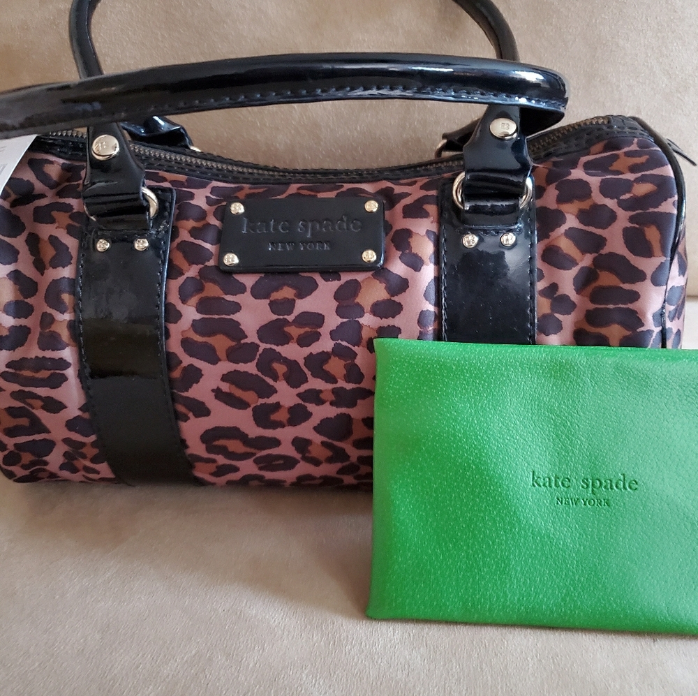 Leopard satchel patent leather